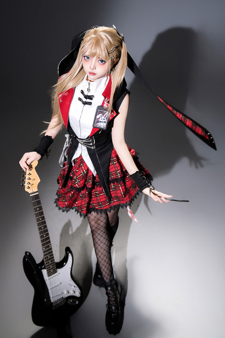 Rock Bunny Hooded Punk Skirt Set
