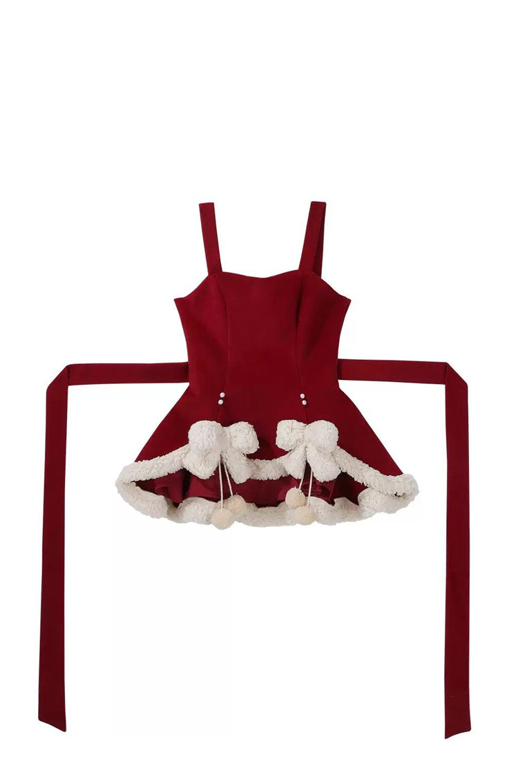 Scarlet Beige Heart Bear Embroidered Sweet Lolita Jumper Dress Ensemble
