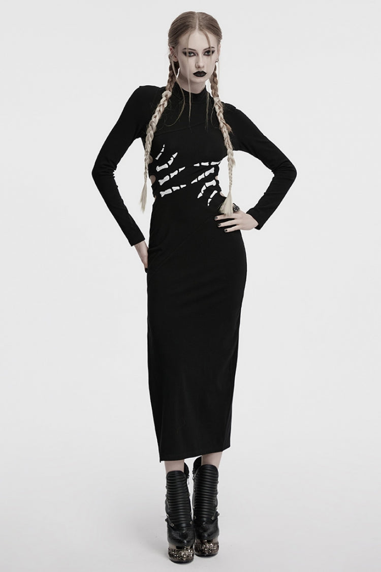 Skeleton Print Cutout Hollow Gothic Dress