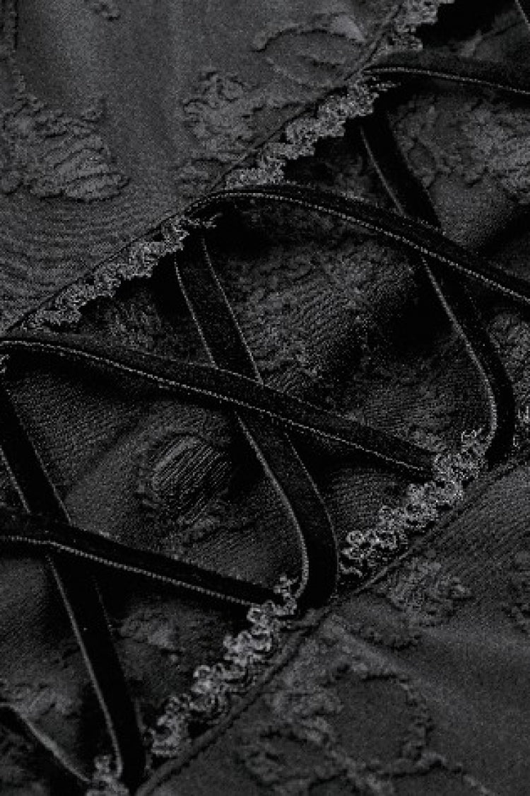 Graduation Gothic Dress with Jacquard Lace and Lace-Up