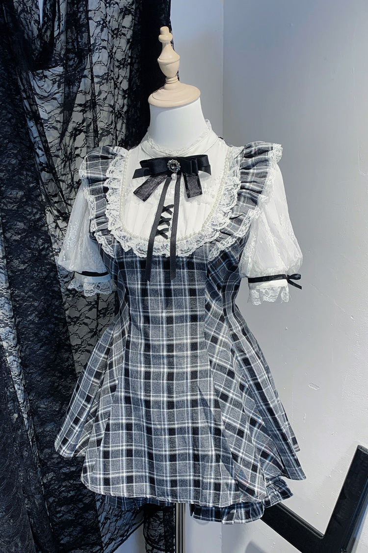 First Love Contract Bow-Trim Lace Gothic Streetwear Dress Ensemble with Four Variations