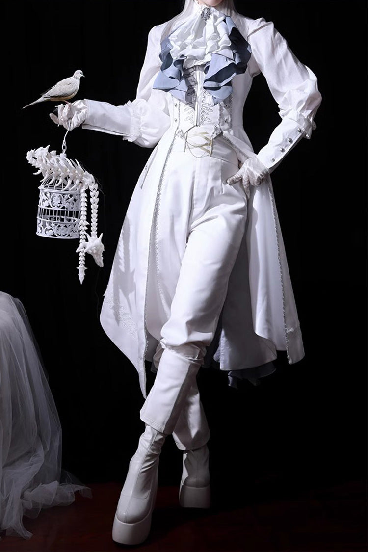 Ivory Mermaid Bone Embroidery Dapper Ouji Style Trousers