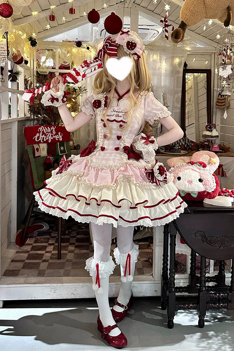 Sweetheart Strawberry Bunny Dress with Triple Ruffles & Bow