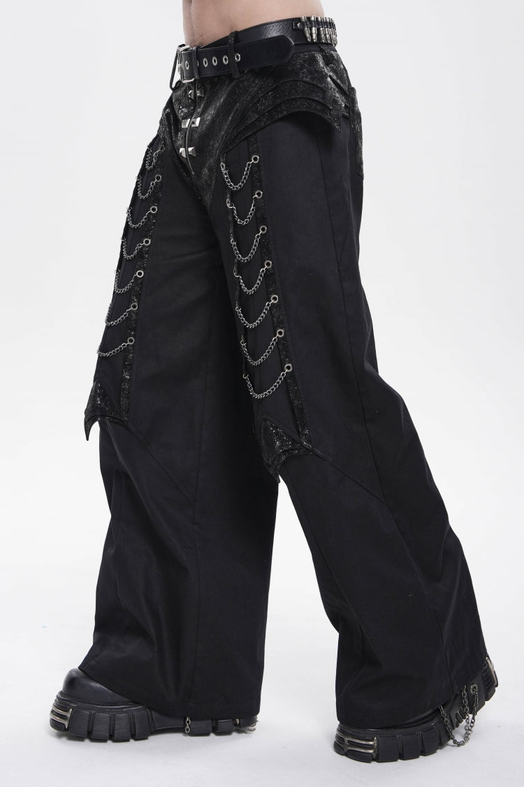Noir Punk Trousers with Studs and Chain Details