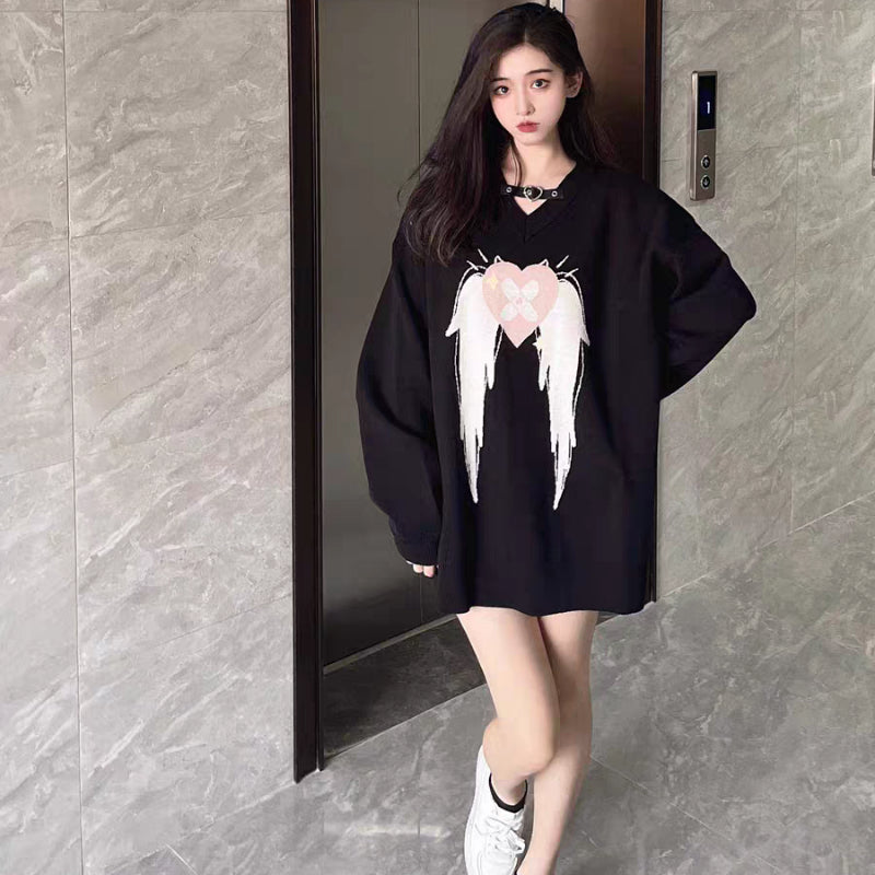 Cool Heart Wing Versatile Sweater MK Kawaii Store