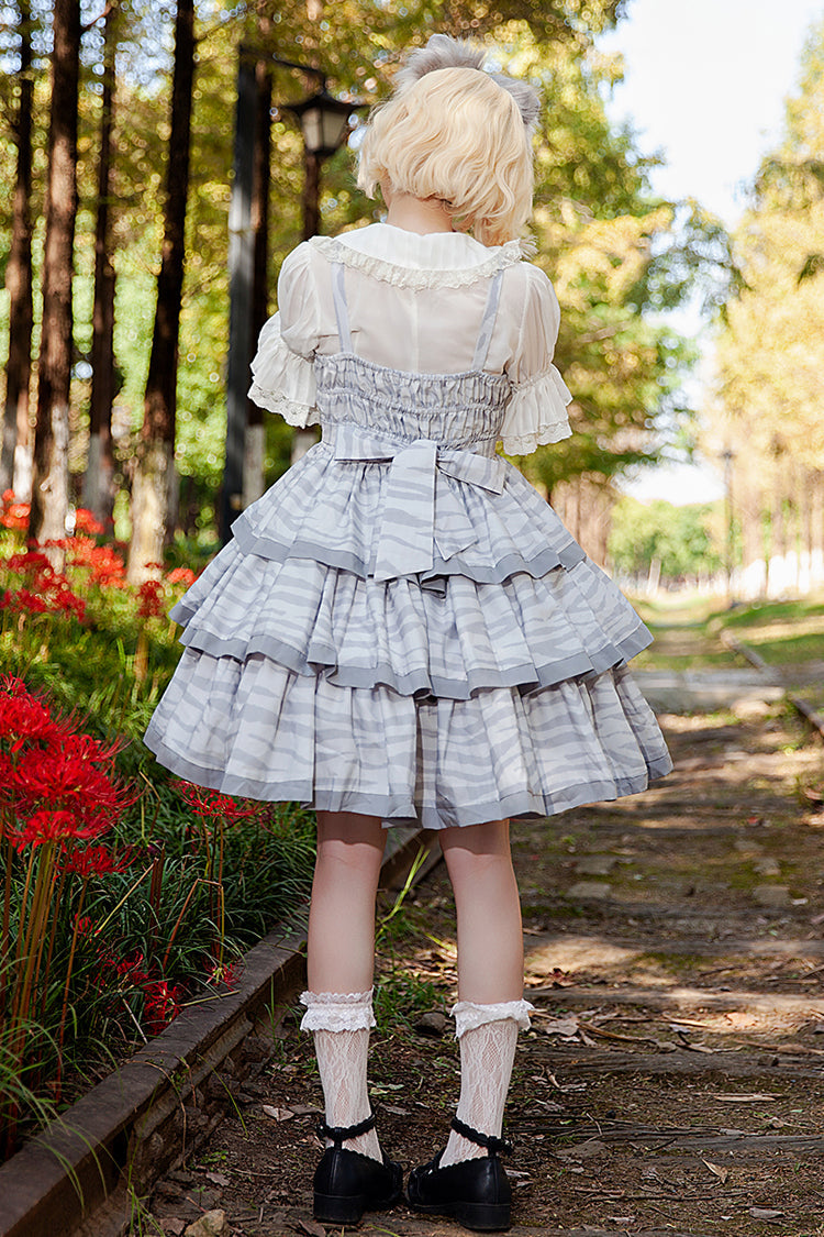 Ash Triple-Layered Ruffle Bowknot Sweet Lolita Gown