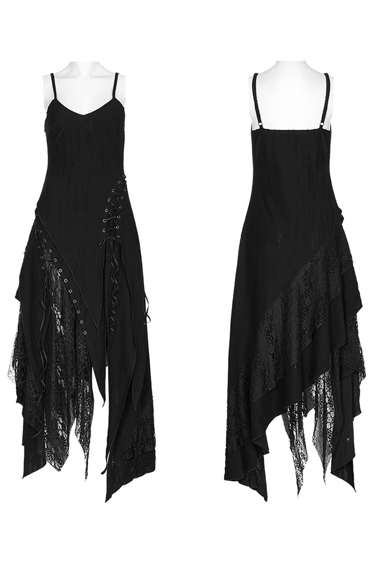 Obsidian Stitching Asymmetrical Mesh Punk Dress