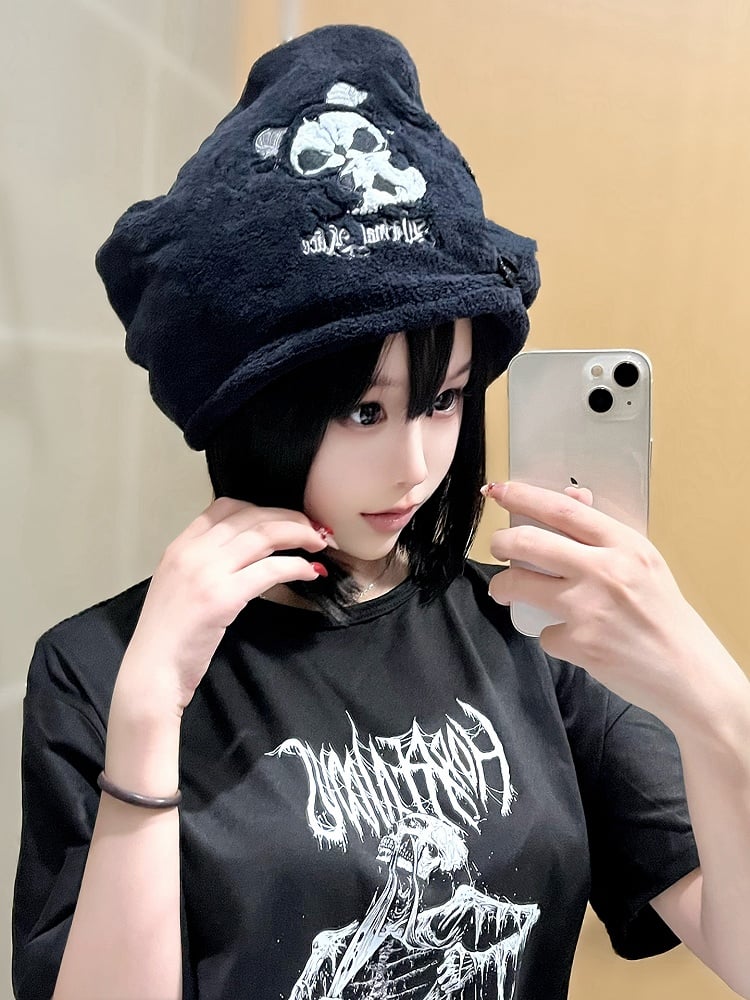Gothic Hair White Wrap Drying and Grim Reaper Black Towel