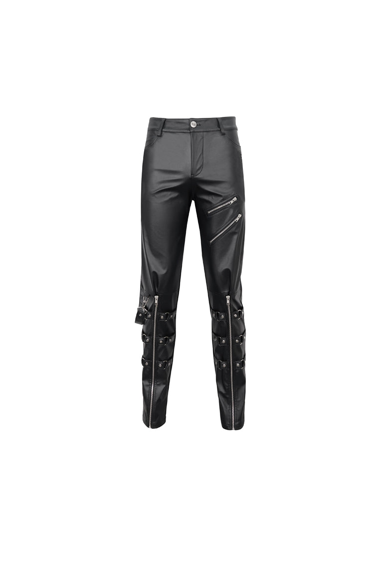 Removable Zipper Faux Leather Punk Pants