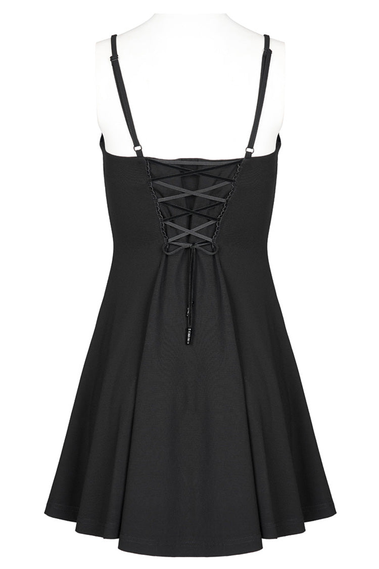 Gothic Suspender Dress with Fleece, Bat Embroidery and Sun Motif