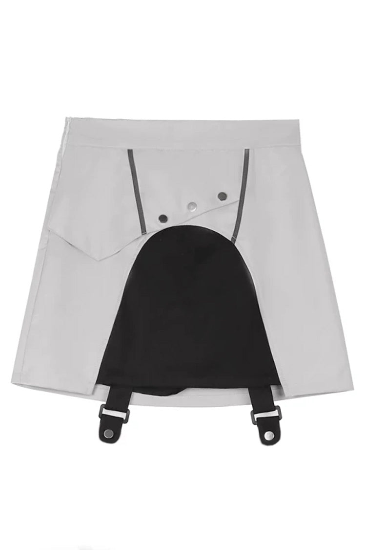Black/White Color-Block Sci-Fi Lolita Skirt Ensemble