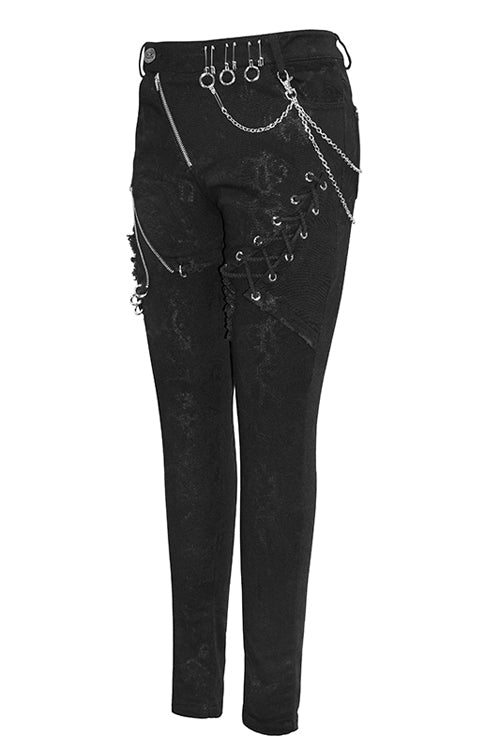 Zippered Stretch-Fit Punk Trousers for Women