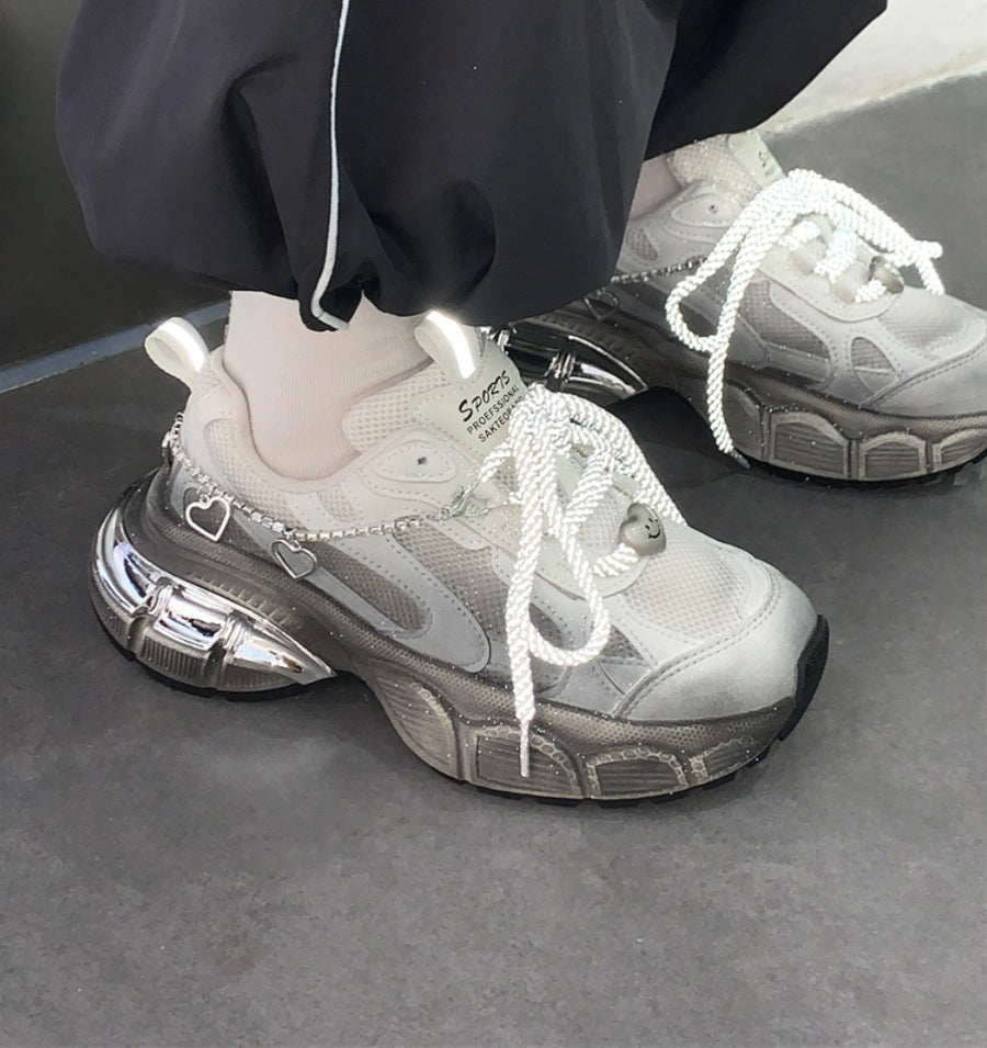 Star Heart Chain Reflective Shoes MK Kawaii Store