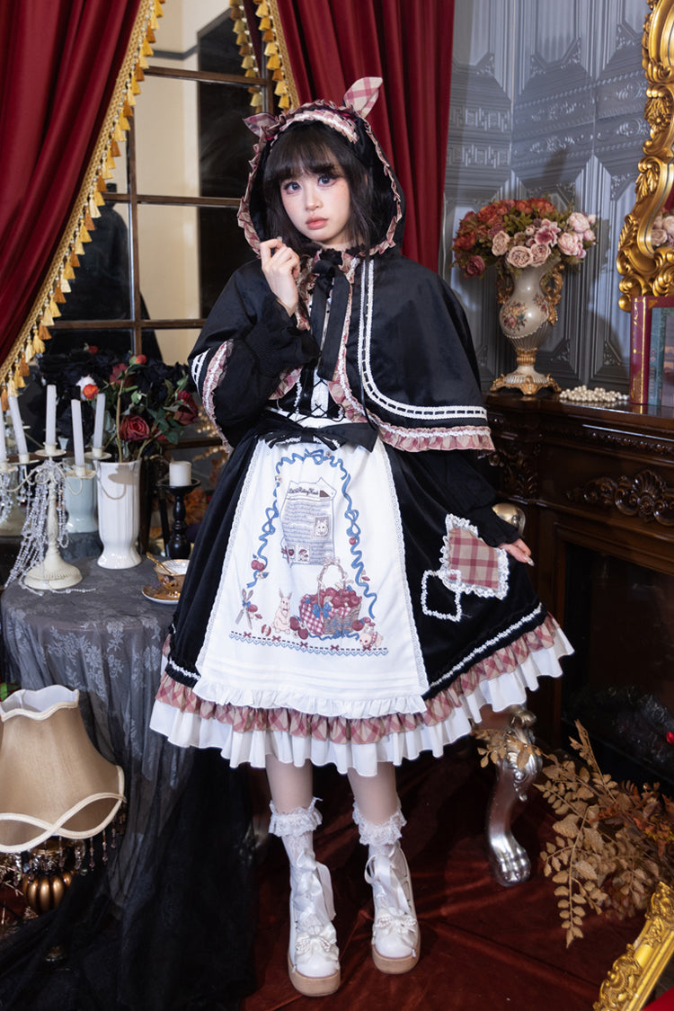 Black Little Red Riding Hood Ruffle Bow Sweet Lolita Jsk Dress