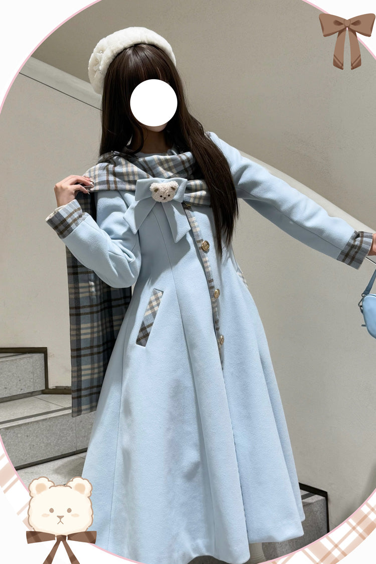 Single-Breasted Bow-Stitched Long-Sleeve Elegant Coat in 2 Colors - Cookie Mousse