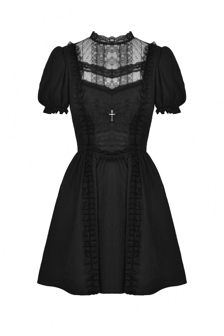 Lolita Doll Dress with Tulle and Puff Sleeves