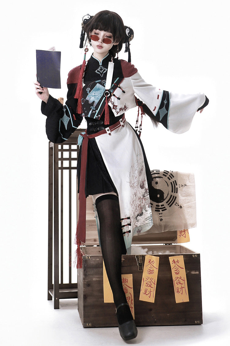 Walking With Demon Asymmetric Gothic Chinese Ouji Skirt