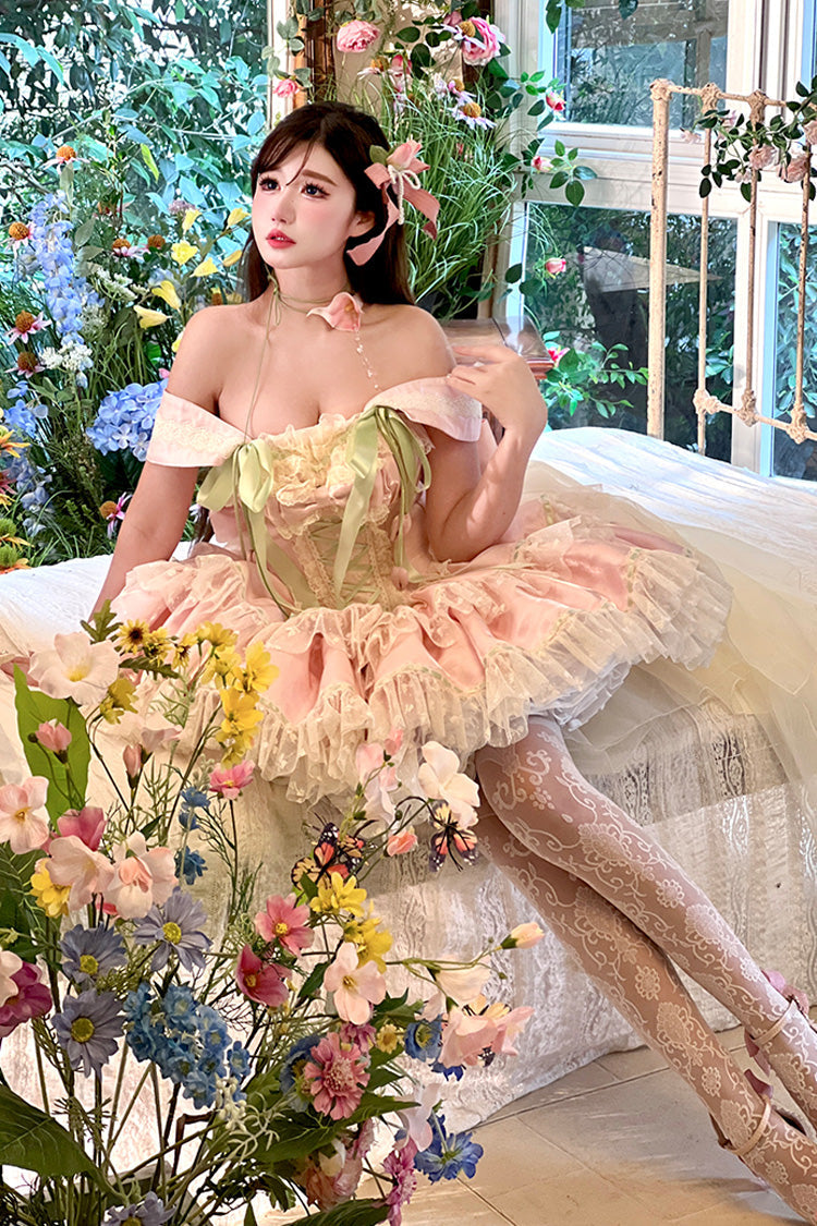 Tulip Love Song Princess Dress with Boat Neck & Ruffles