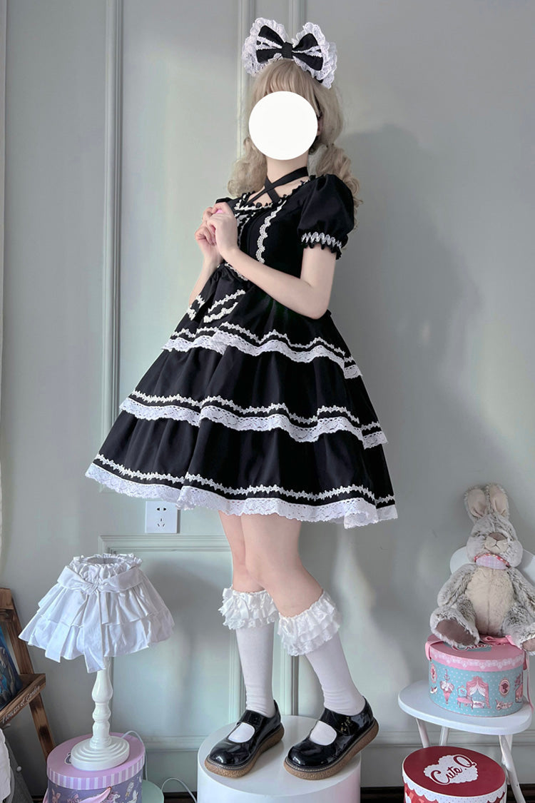 Gothic Lolita Dress with Detachable Sleeves and Bowknot