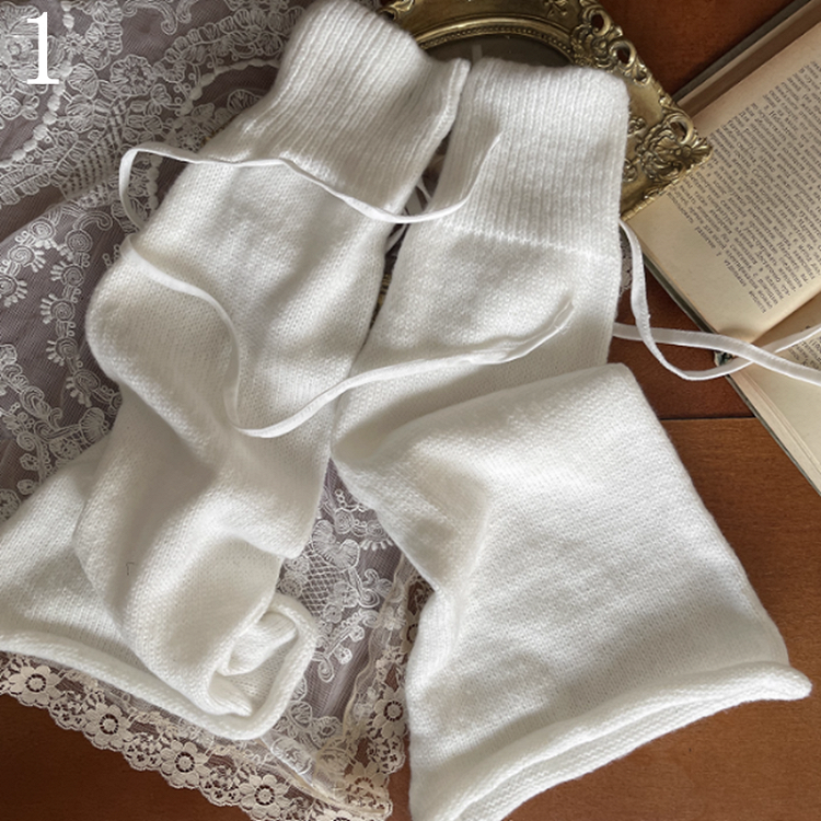 Leg /Lace Cut-out Chain Stockings/Leg Warmers White Design Overknee