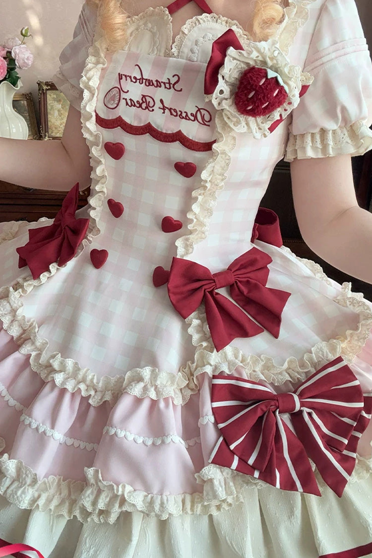 Sweetheart Strawberry Bunny Dress with Triple Ruffles & Bow