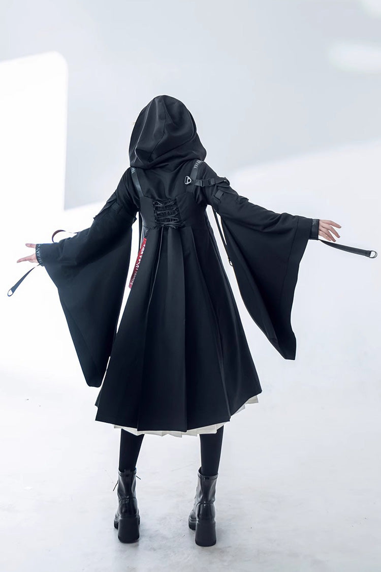 Gothic Hooded Cardigan with Blade Accents