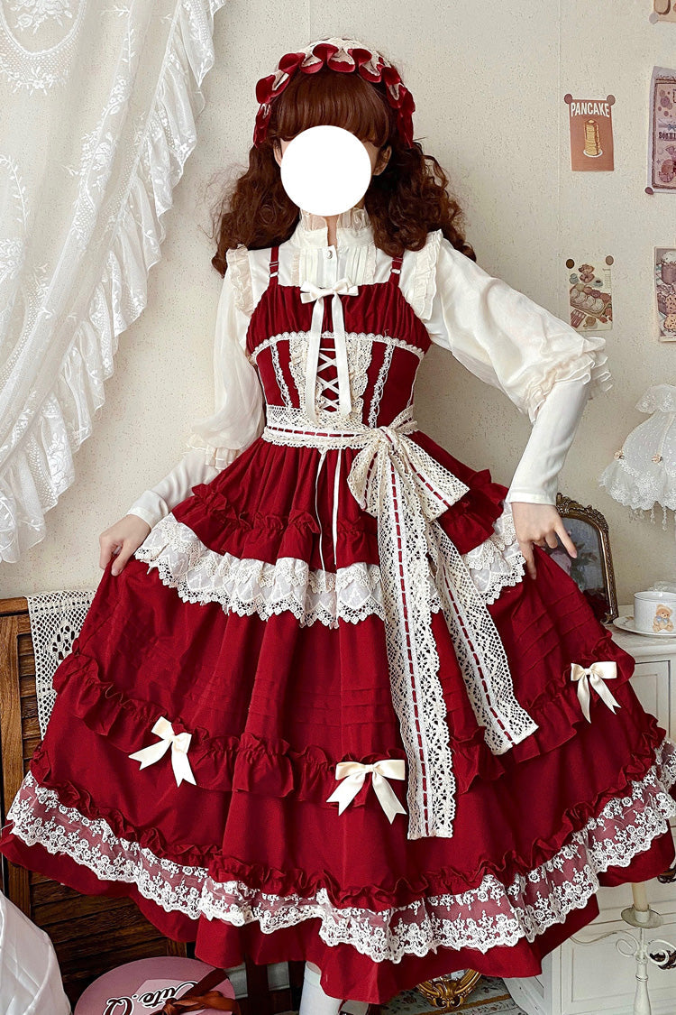 Lillian Ruffle Bow Lace Sweet Lolita Jsk Dress 4 Colors