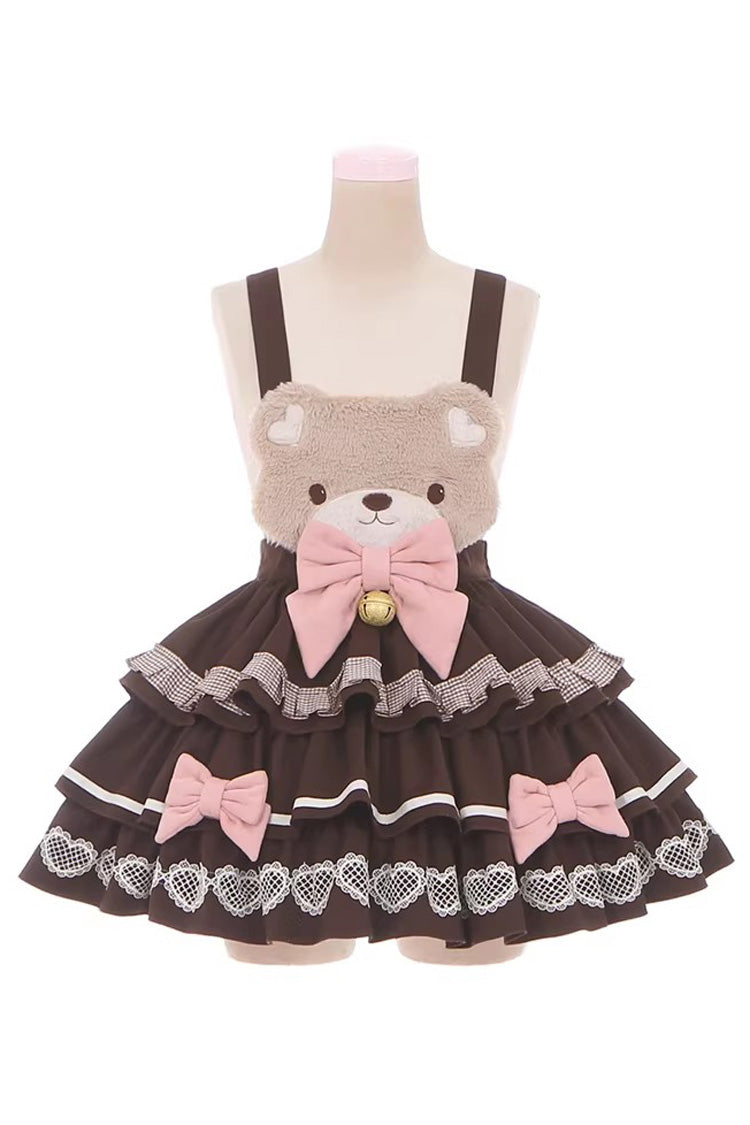 Bunny Transformation Detachable Bunny Cake Sleeveless Triple-Layered Ruffled Bow Sweet Strap Dress