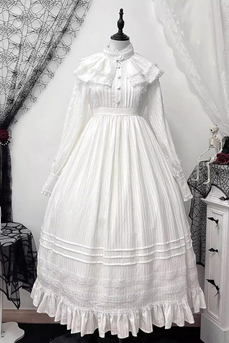 Long Sleeves Jacquard Ruffle Embroidery Bowknot Gothic Lolita Dress