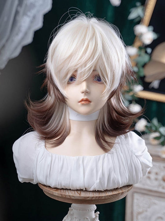 Brown 43CM Color White Short Ouji Length With Wig Air Bangs Ombre And Hair