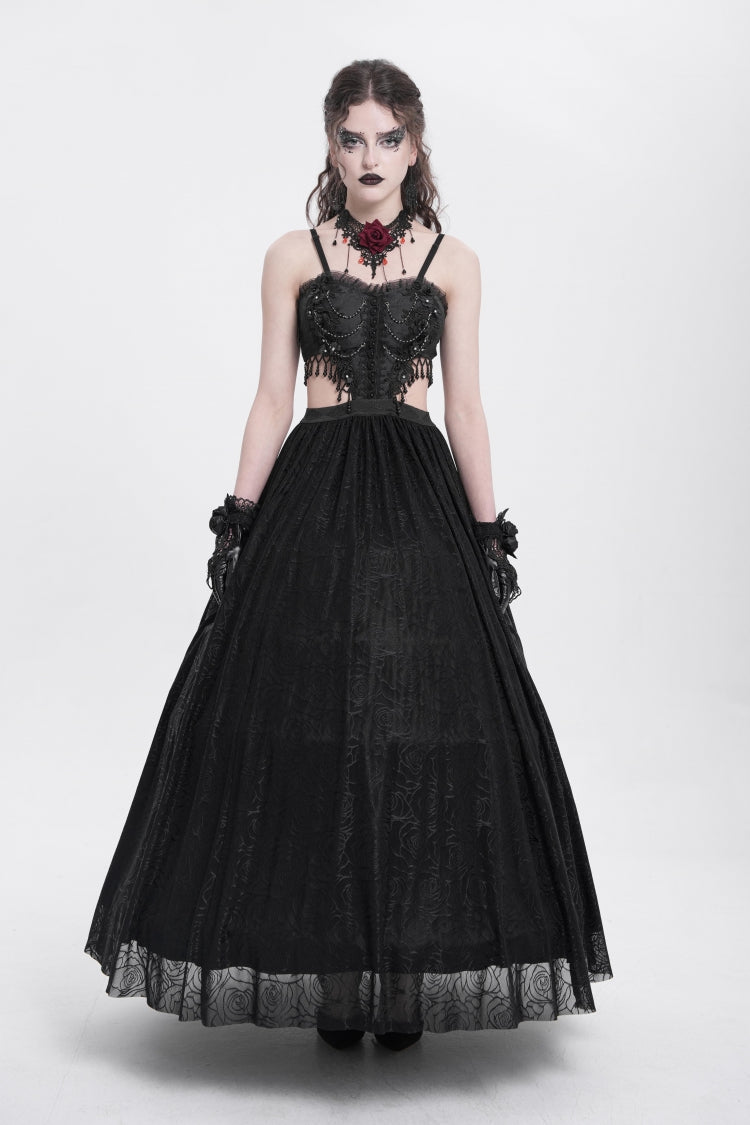 Jacquard Floral Lace Gothic Party Slip Dress