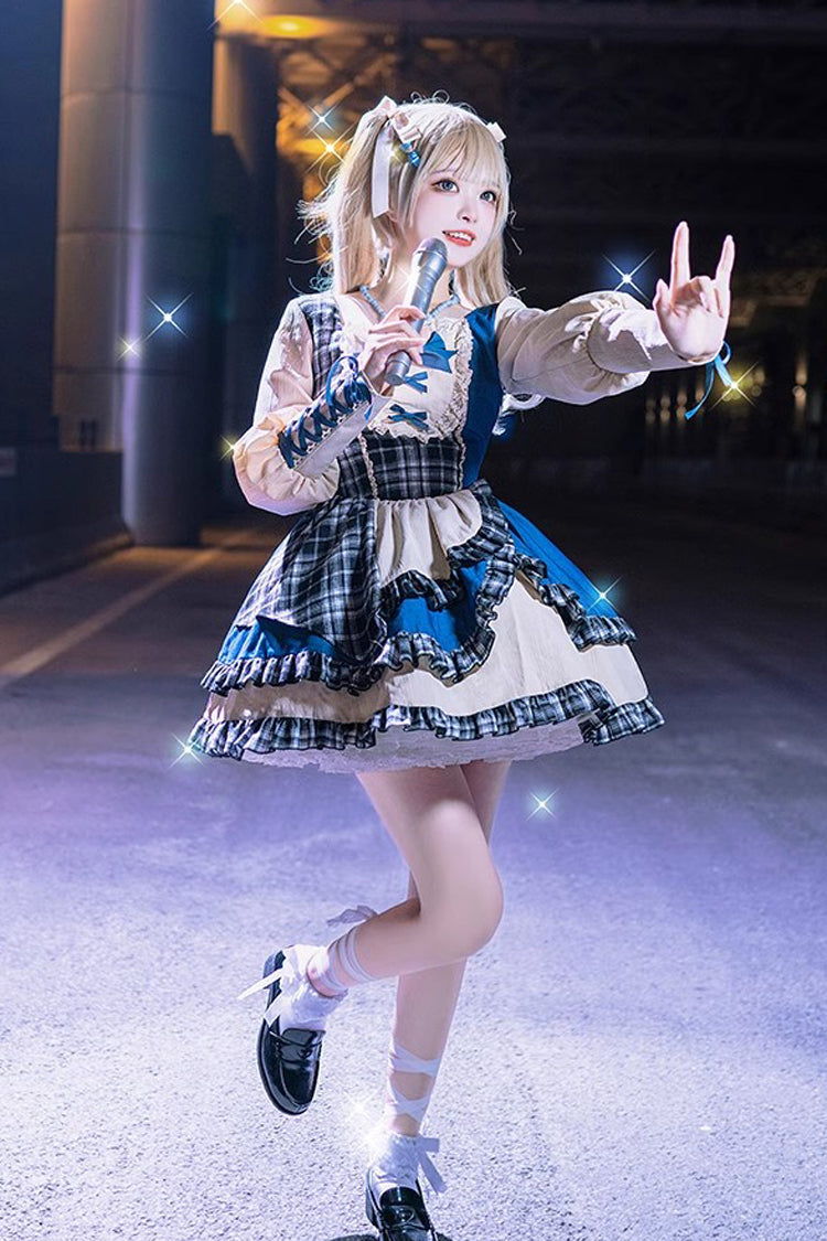 Multicolor Sunset Denim Long-Sleeved Sweet Dress
