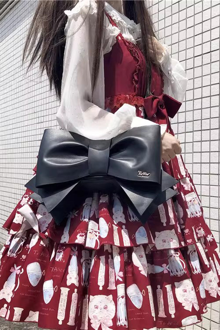 Gothic Lolita Purse with Pearl Accents & Dark Bow Detail