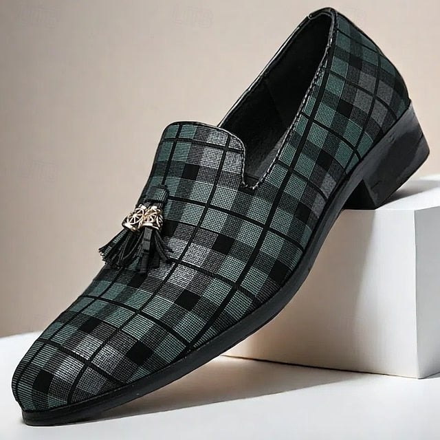 with Elegant Plaid Decoration Tassel – Loafers Men's