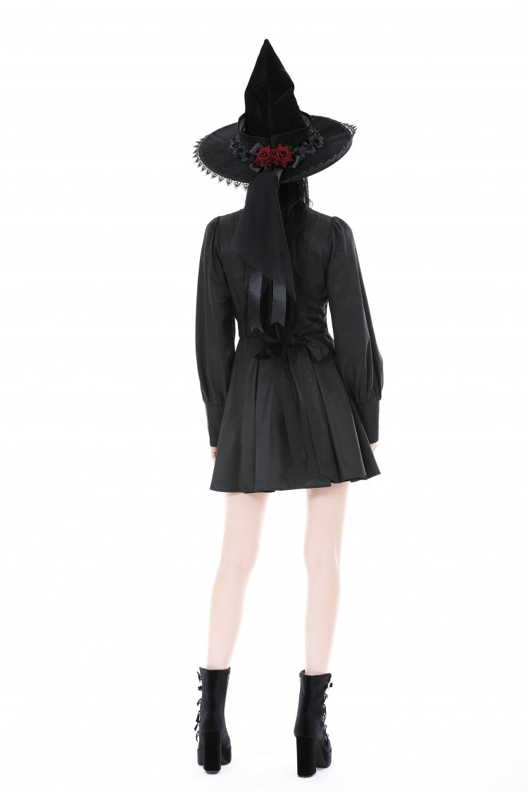 Gothic Dress with Lantern Sleeves and Necktie