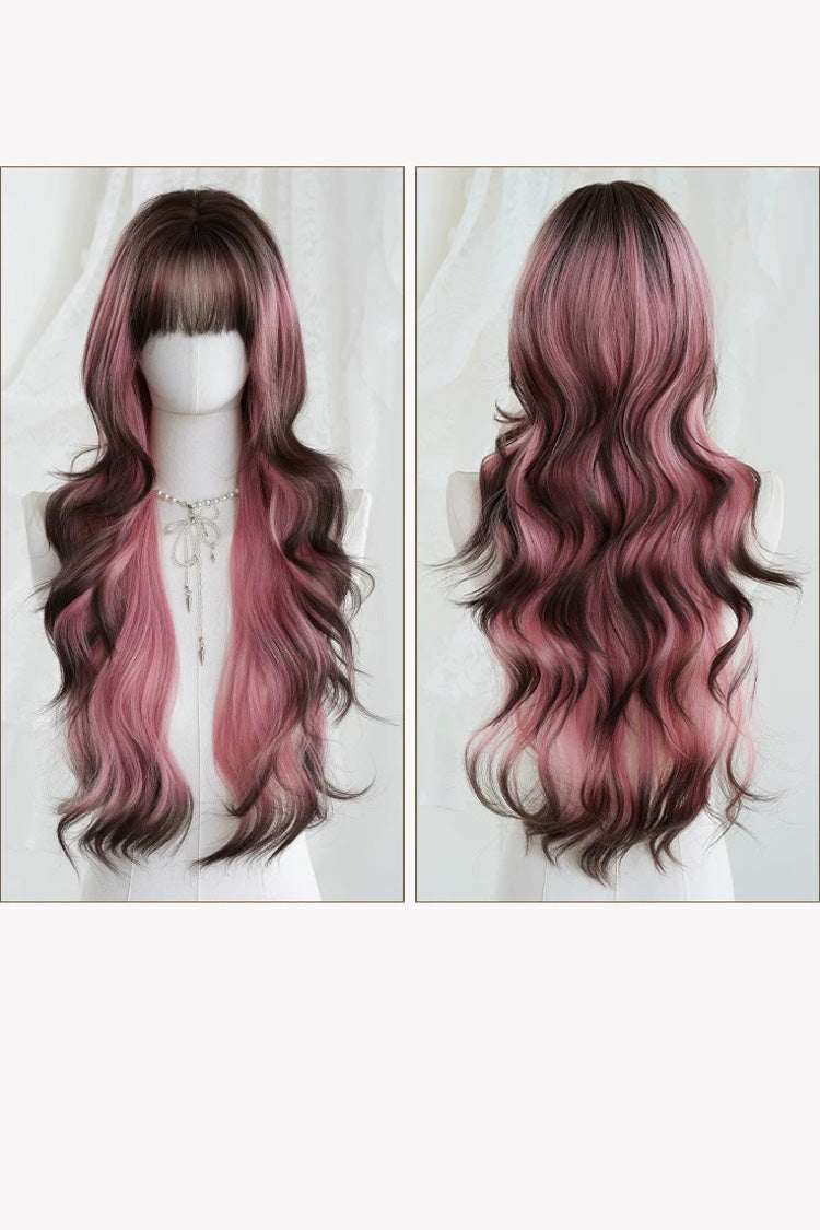 Y2K Harajuku Ombre Long Wig with Full Bangs, Loose Waves, 2 Shades