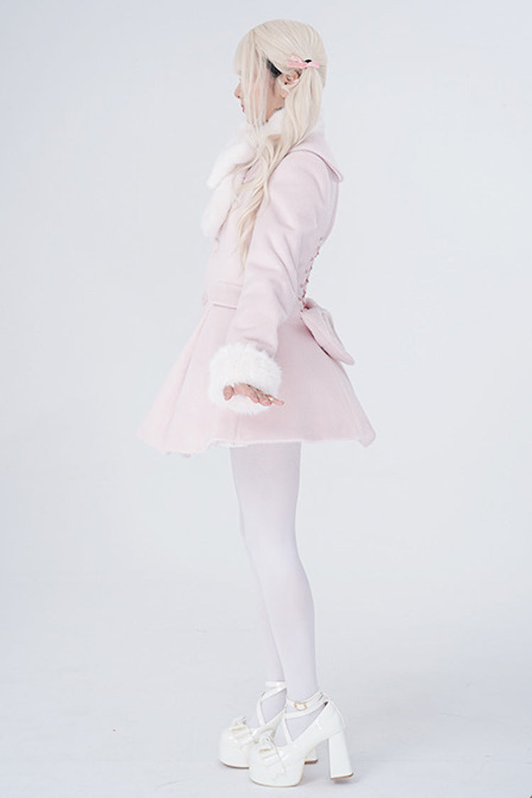 First Love Faux Fur Trimmed Wool Sweet Lolita Winter Coat for Autumn and Cold Seasons