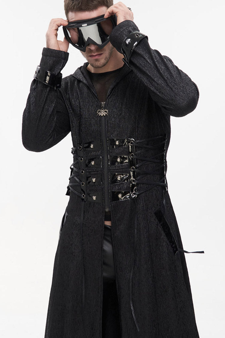 Stripe Mechanic Stitched Faux-Girdle Slim Punk Coat