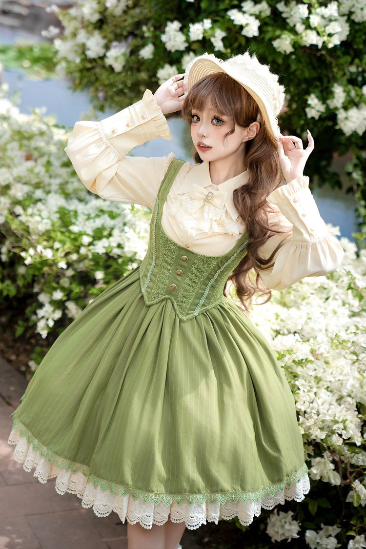 Dreamlike Realm Sleeveless Printed Ruffled Embroidered Corset Elegant Sweet Lolita JSK Dress