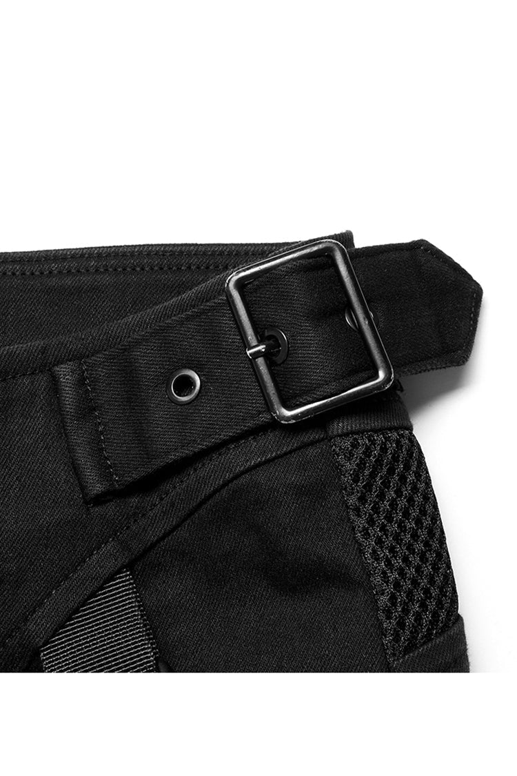 Punk Functional Tooling Pocket Belt V-Split Zipper Women's Trousers