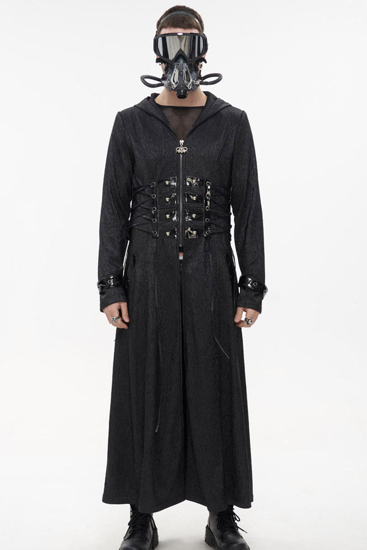Stripe Mechanic Stitched Faux-Girdle Slim Punk Coat