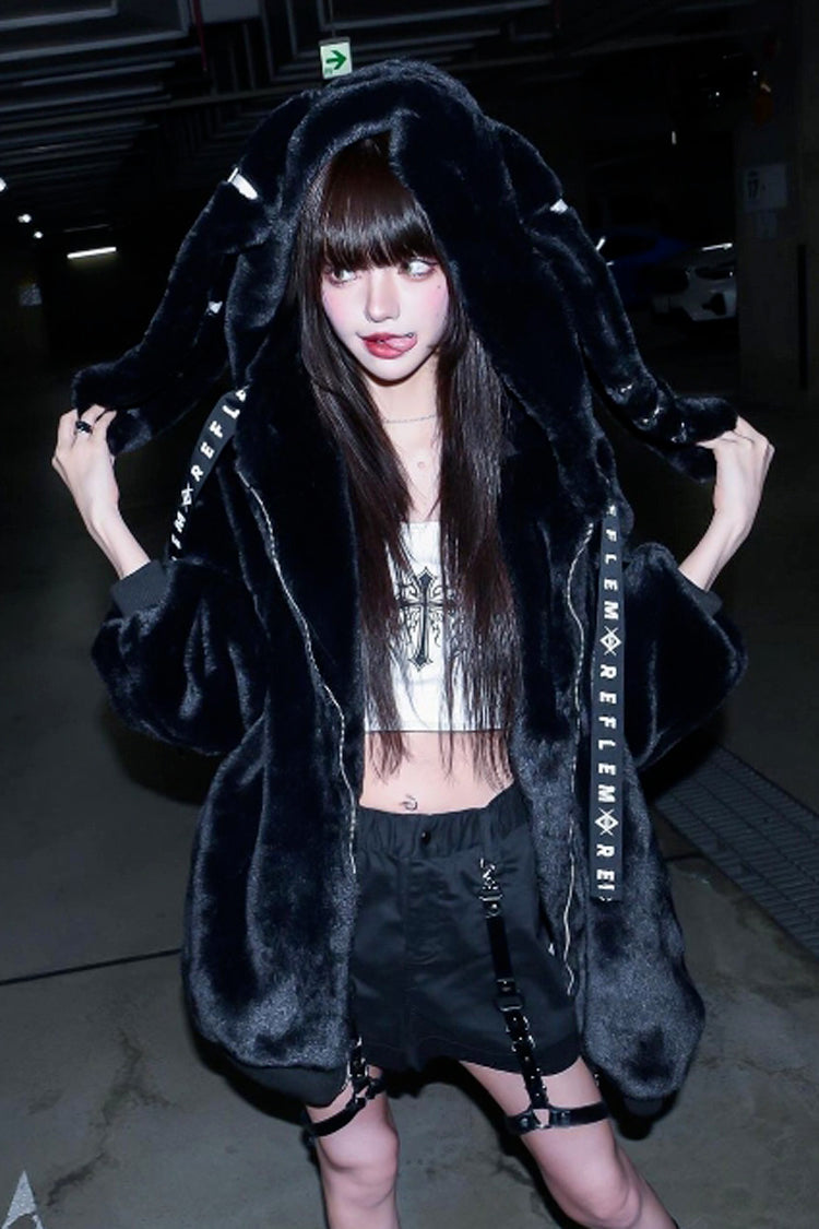 Hooded Punk Coat with Rabbit Ears