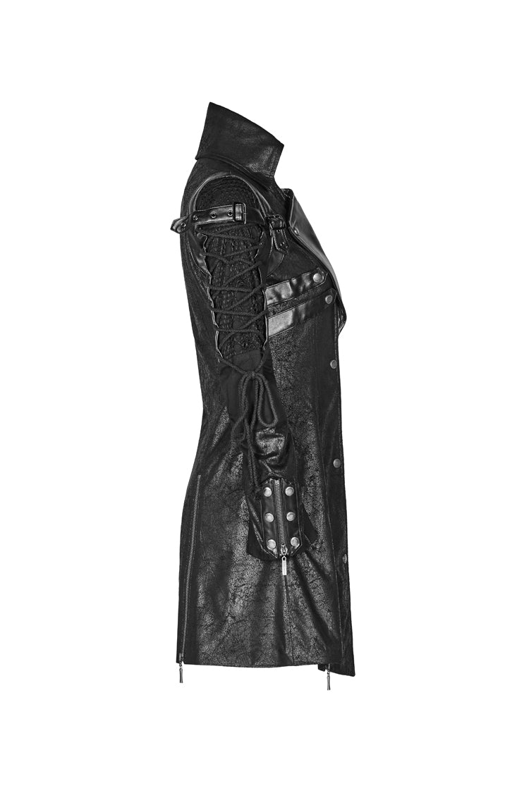 Men's Steampunk Windbreaker with Metal Buckle Trim