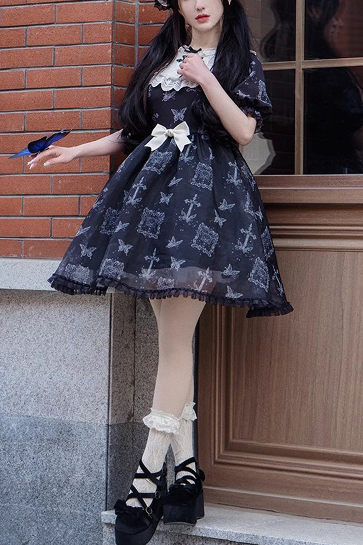 Black Butterfly Embroidered Gothic Lolita Gown
