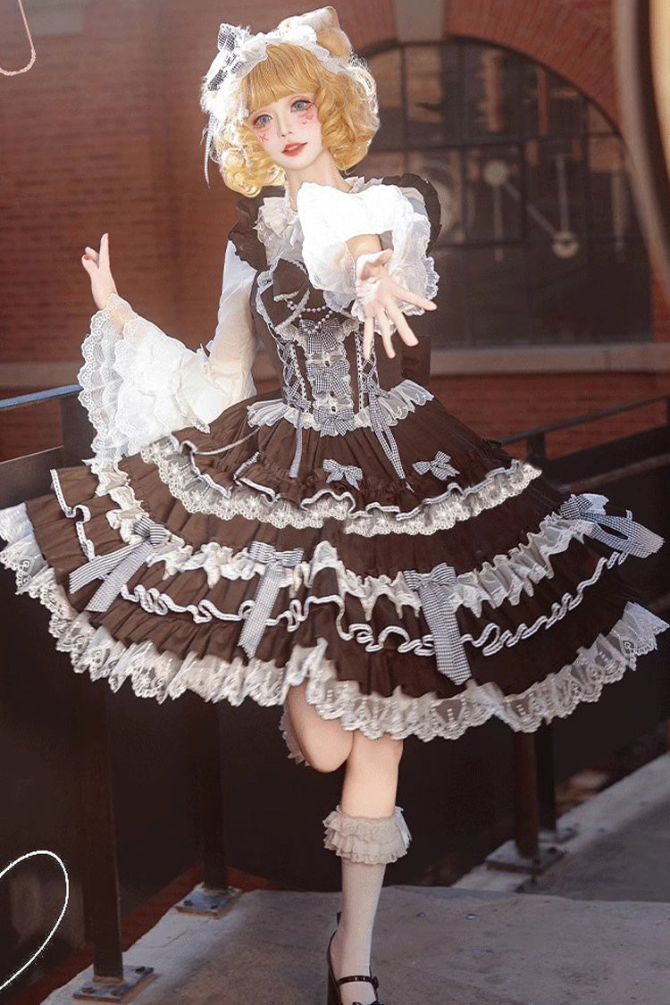 Multi-Layer Ruffle Sweet Lolita JSK Dress with Bow and Lace