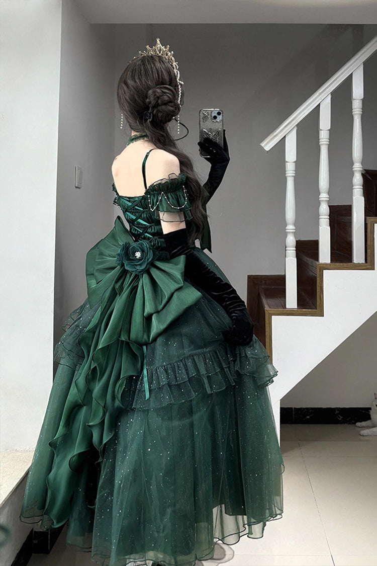 Green Off-Shoulder Sweet Elegant Princess Lolita Dress with Bow