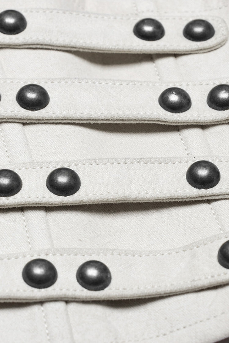 Ivory Multi-Buckle Underbust Punk Waist Cincher