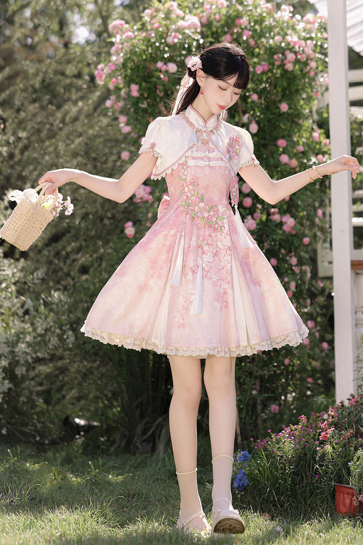 Cherry Blossom Whispers JSK Set with Tassel & Chinese Style