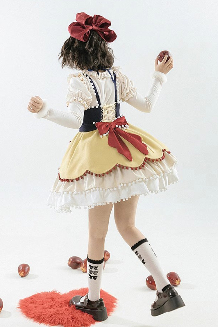 Autumn Winter Multi-Layer Ruffle JSK Dress with Bow
