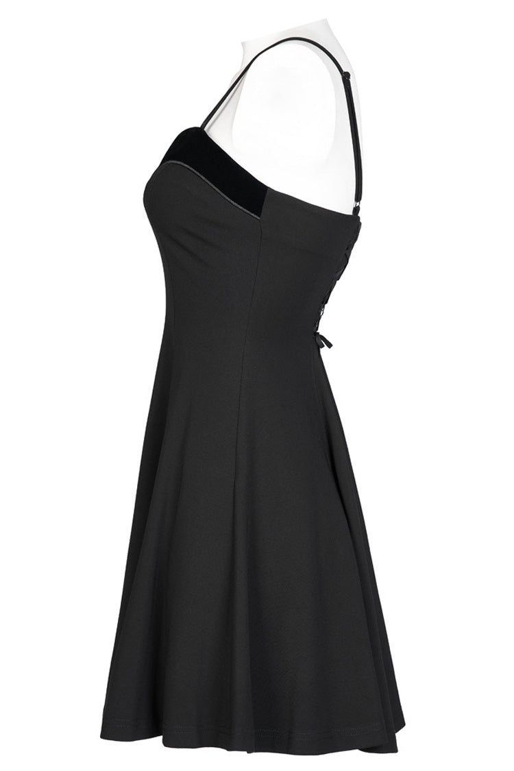 Gothic Suspender Dress with Fleece, Bat Embroidery and Sun Motif